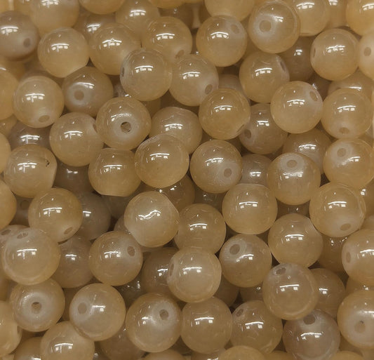 200PCS Glass Beads 8mm Glass Beads for Bracelets Necklaces Jewelry Making DIY Crafts (Brown)