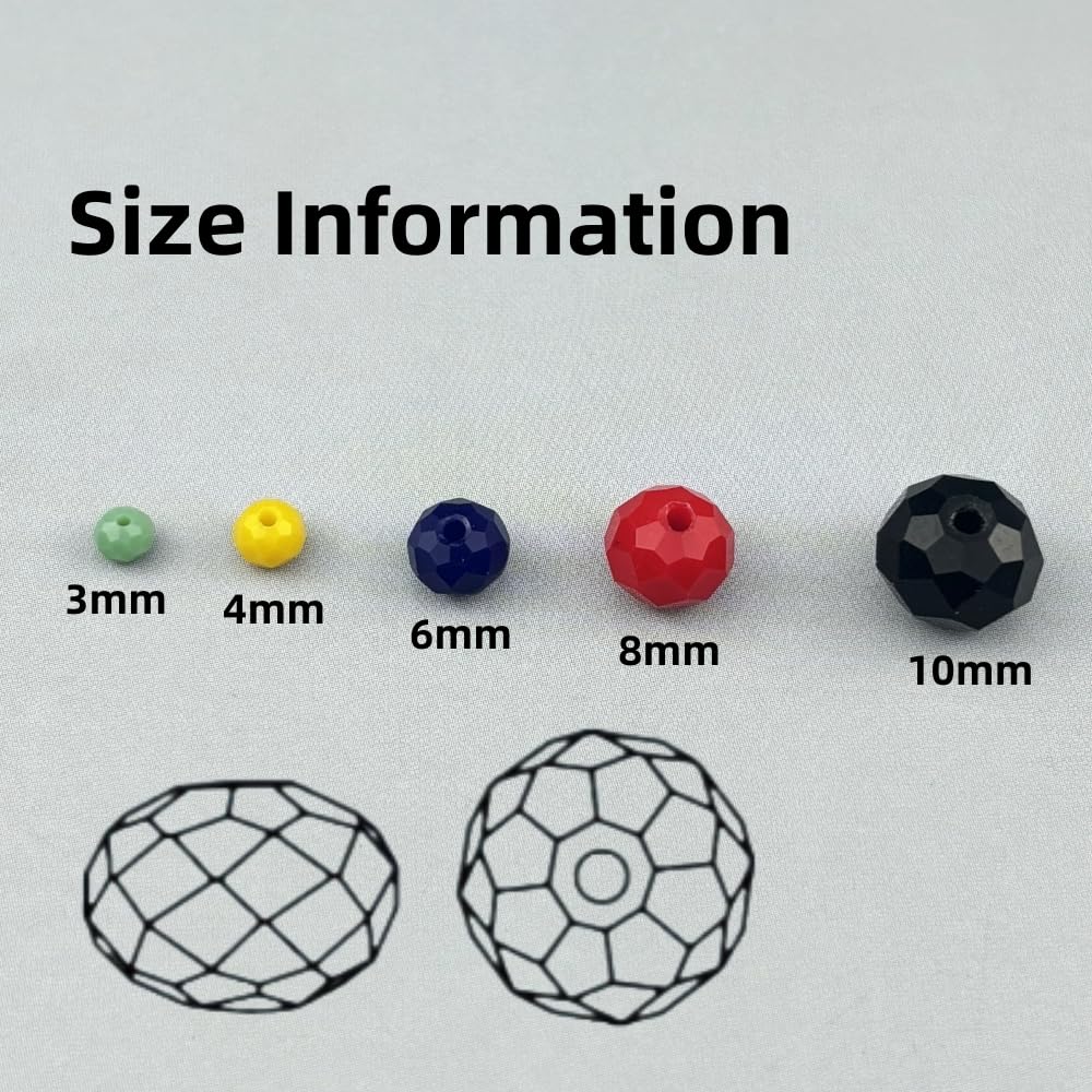Pinhoollgo 200pcs 6mm Crystal Glass Beads Faceted Rondelle Glass Spacer Beads for Bracelets Necklace Pendants Earrings Key Chains Jewelry Making(Random Colors)