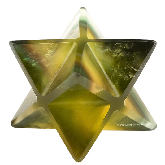Amazing Gemstone Fluorite Merkaba Crystal - 0.75 Inches Metaphysical Merkaba Star for Meditation - Energetic Tetrahedron Crystal and Healing Stones for Spiritual Growth and Healing (15-20mm)