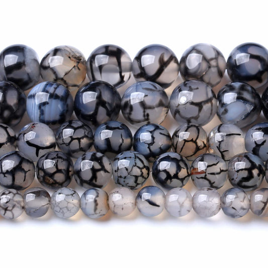6MM 60PCS Natural Stone Black Dragon Vein Agate Beads for Jewelry Making DIY Bracelet