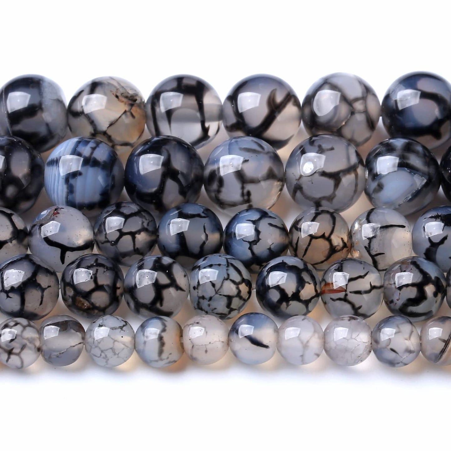 10MM 37PCS Natural Stone Black Dragon Vein Agate Beads for Jewelry Making DIY Bracelet