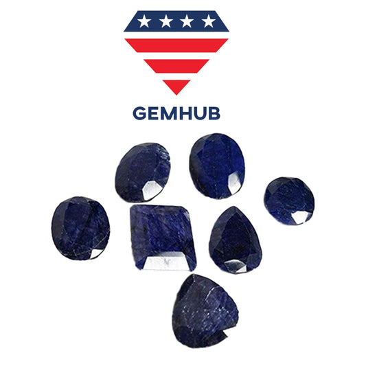 Gemhub Natural Blue Sapphire Loose Gemstone For Jewellery Making 100.00 Carats Gemstone Necklace for Women-7Pcs Lot