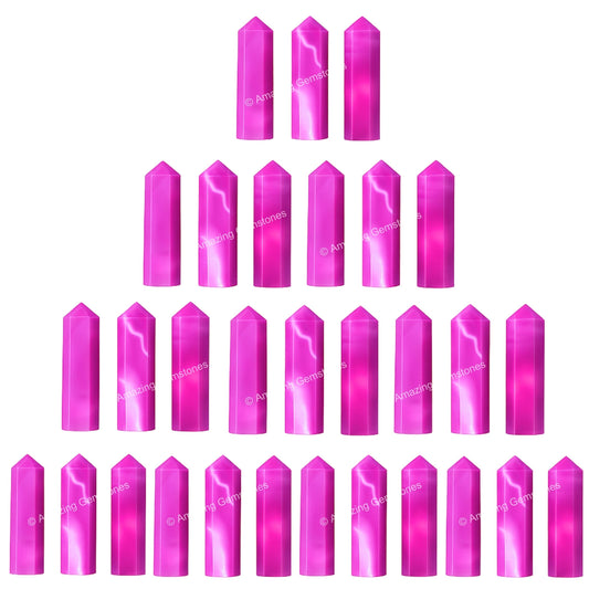 Amazing Gemstone Pink Onyx Crystal Points Bulk Healing Crystals & Stones - Pack of 3 Single Terminated Healing Wand Point Bulk Crystals for Crafts, Crystal Grid, DIY Work - Premium Crystals