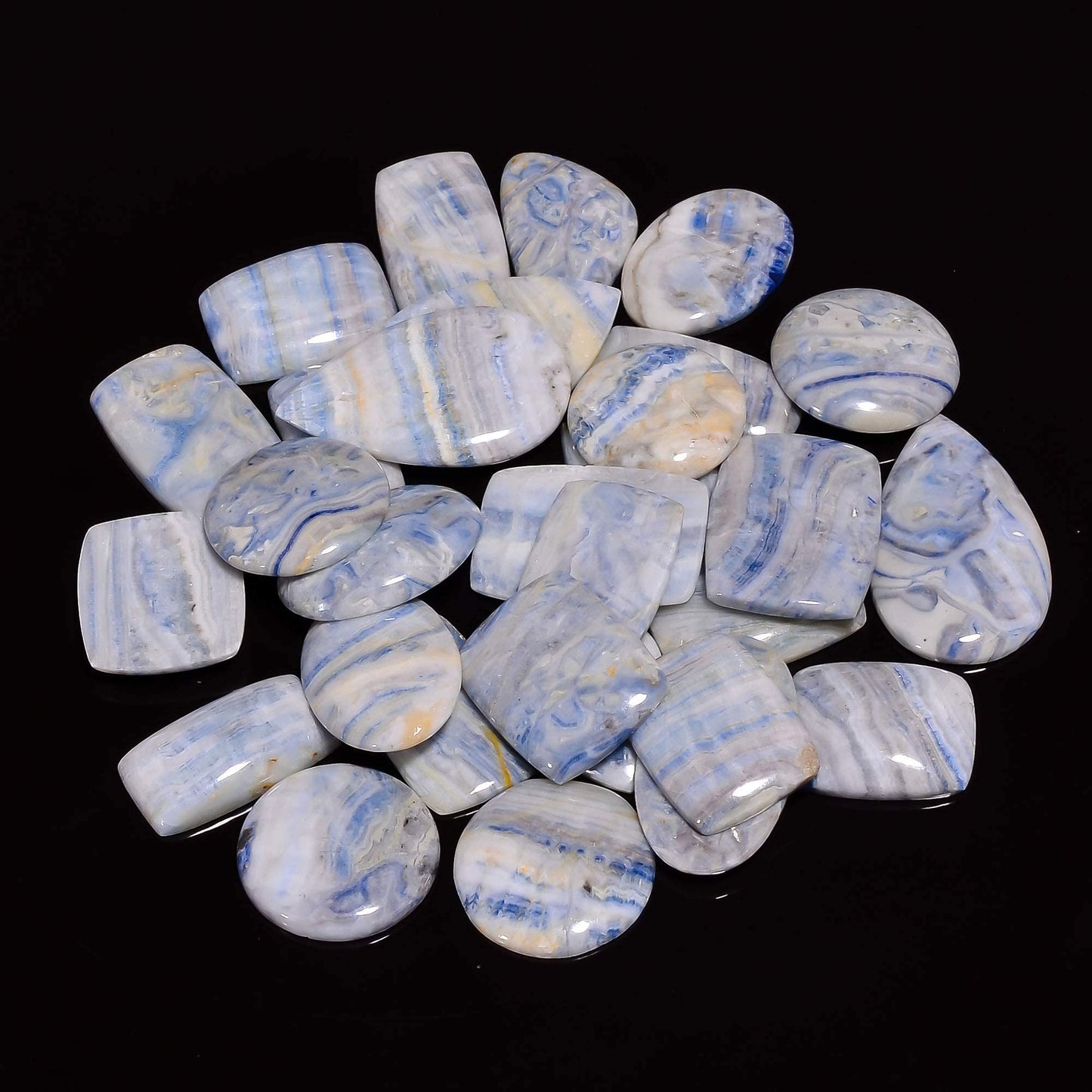 3pcs Natural Blue Scheelite Gemstone Cabochon Mix Shape Loose Gemstone Wholesale Cabochons Lot, Jewelry Making Loose Gemstone, DIY, Wire Wrapping, Healing Crystals, Bulk Deal (20-25 mm)
