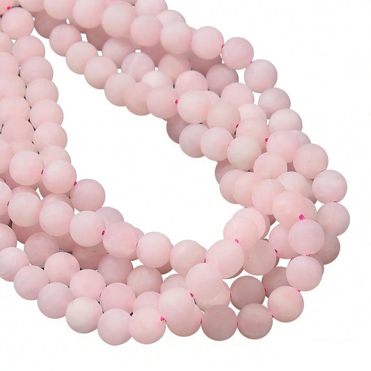 JM Design Rose Quartz Matte Round Loose Gemstone Beads Size 8mm 15.5inch Strand for Jewelry Making