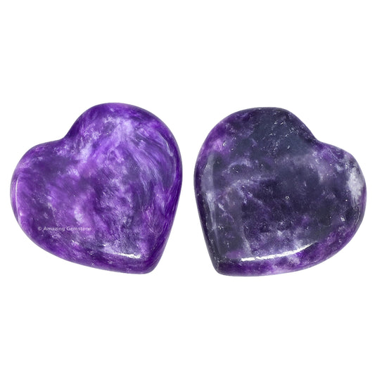 Amazing Gemstone Lepidolite Stone Heart - Pack of 2 Crystal Heart Stones Rocks - Corazones De Piedra Crystals and Healing Stones Heart Shaped Crystal - Stocking Stuffers Gifts