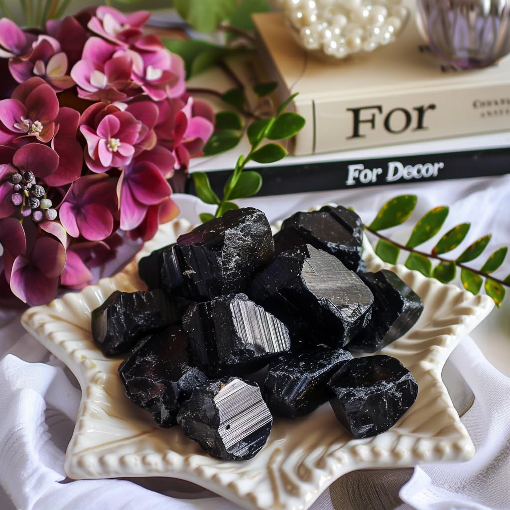 Luckeeper 1 lb Black Tourmaline Bulk Raw Crystals and Healing Stones for Tumbling, Wire Wrapping, Wicca Reiki,Meditation