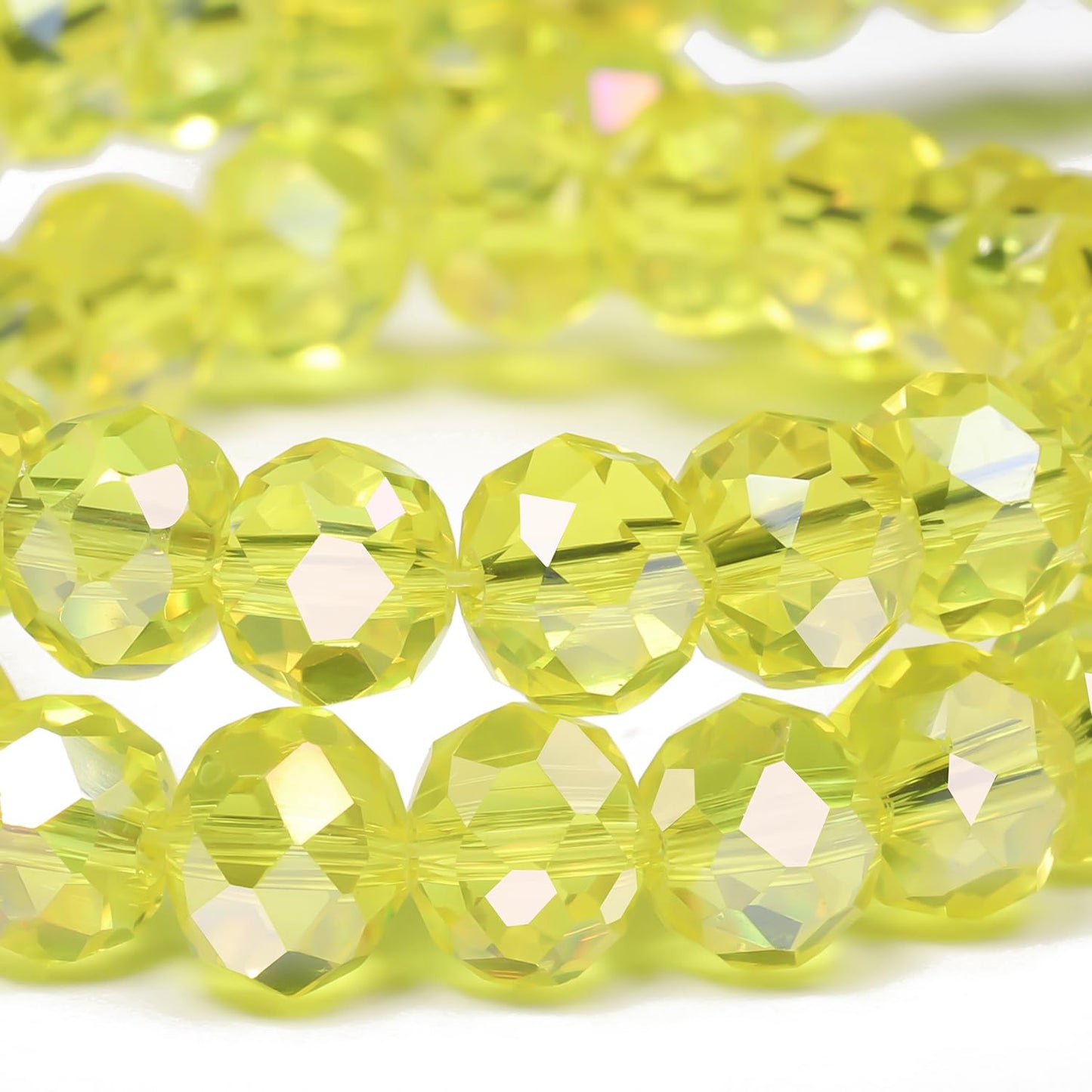 NITOPUPU 300pcs 8mm Crystal Glass Beads for Jewelry Making Faceted Rondelle Flat Beads for Bracelets Necklace Earrings DIY Crafts (Yellow Crystal AB Bead)