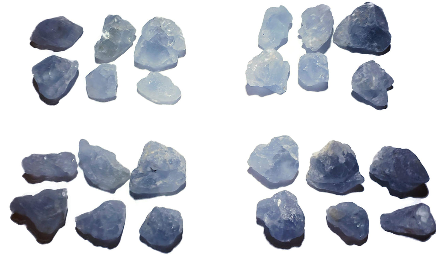 6pc Set Raw Celestite Celestine Small Rough Naturally Semi-Faceted & Semi-Translucent Healing Crystal Gemstone Specimen From Madagascar for Wire Wrapping, Meditation, & Metaphysical Uses