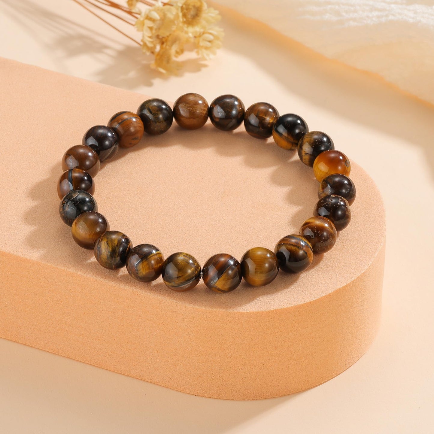 Udolfly Womens Crystal Beaded Bracelets for Women Men Protective Energy Bracelet Natural Gemstone Bead Bracelet 4mm Tiger Eye