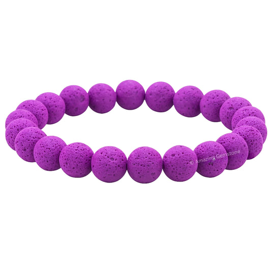 Amazing Gemstone Crystal Bracelet for Women Men's Gifts - Protection Healing Crystal Bracelet - 8mm Gemstone Beaded Stretchable Bracelet Pulseras Para Hombres Mujer Stocking Stuffers Mothers Day Gift (Purple Lava)
