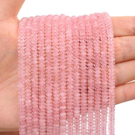 BONNY BOXX 1 Strand (150PCs) Natural 2 * 4mm Pink Quartz Rondelle Beads, Natural Abacus Disk Stone Beads Loose Spacer Gemstone for DIY Bracelet Necklace Jewelry Making