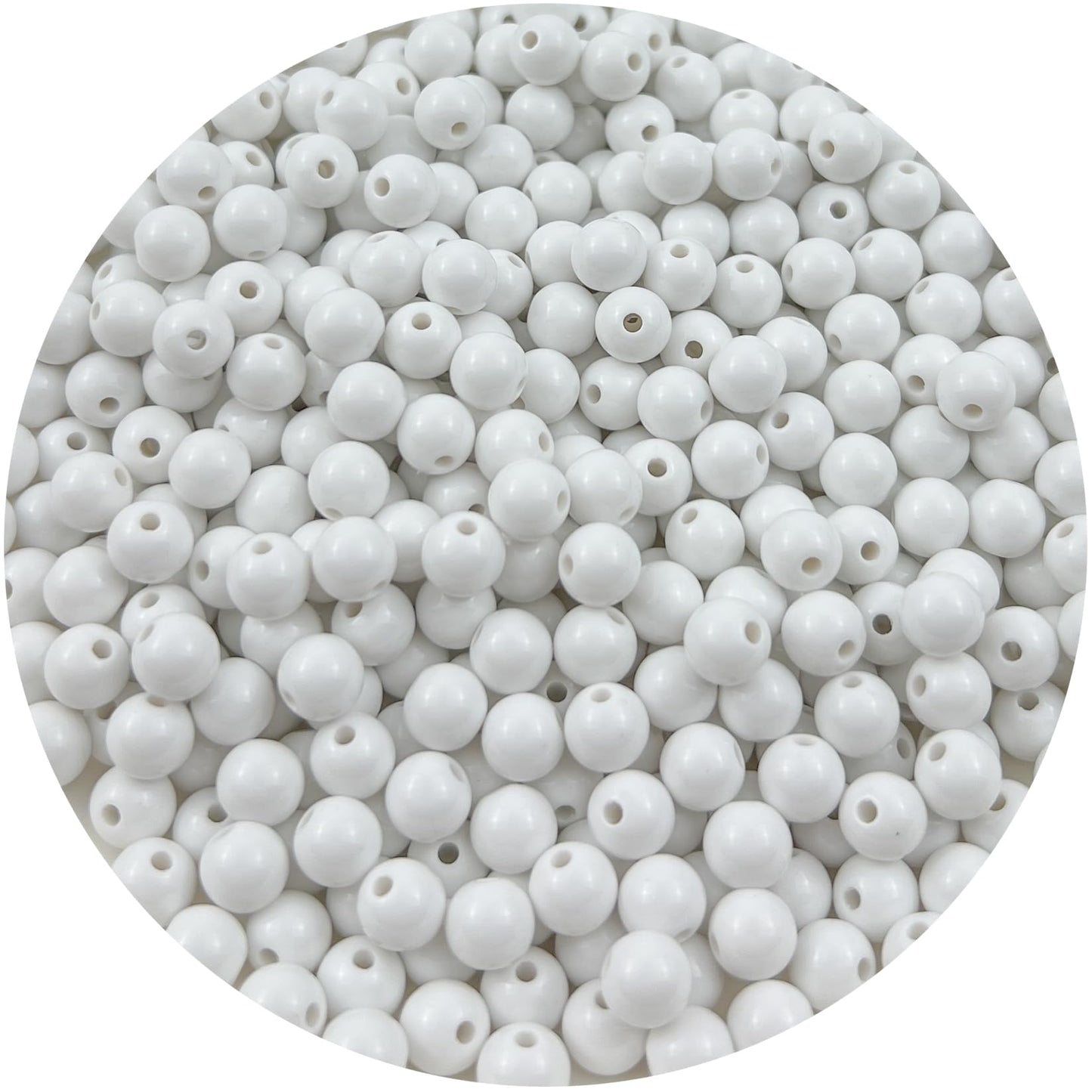 Mulutoo 1000pcs 6MM Acrylic Round Beads for Jewelry Making, Crafting & Decoration (White)