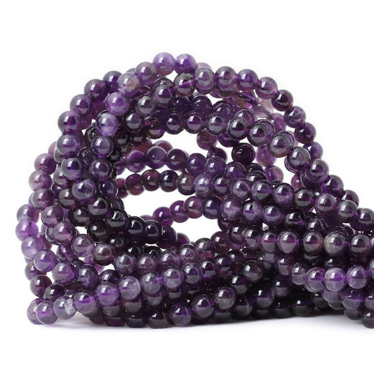 CHEAVIAN 60PCS 6mm Natural Amethyst Gemstone Round Loose Beads Crystal Energy Stone Healing Power for Jewelry Making 1 Strand 15"