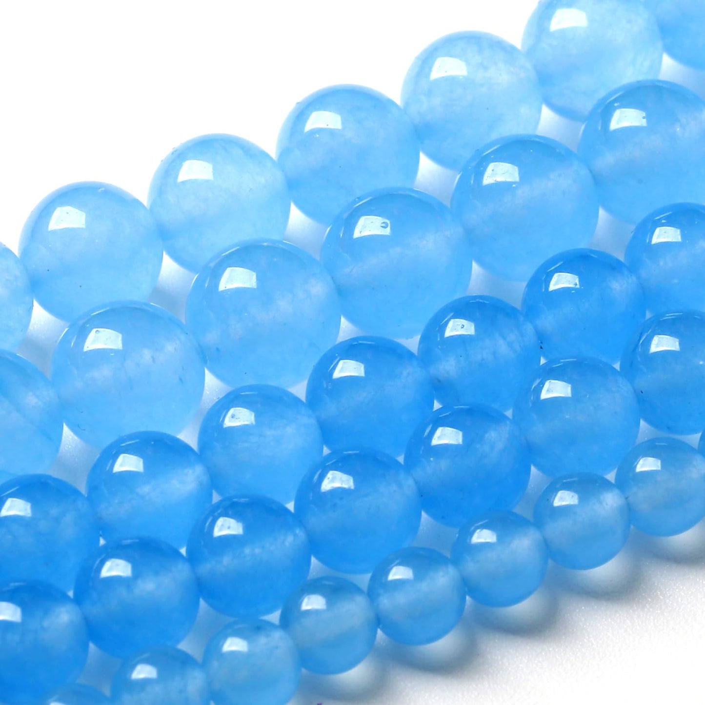 8MM Natural Stone Aquamarine Blue Chalcedony Beads Round Loose Beads for Jewelry Making Bracelet 90pcs 2 Strands 32"