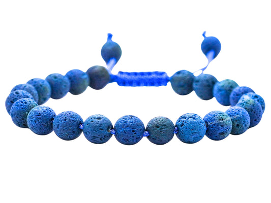 Amazing Gemstone Blue Lava Bracelet for Women Men's Gifts - Protection Healing Crystal Bracelet - 8mm Gemstone Beaded Adjustable Bracelet Pulseras Para Hombres Mujer Stocking Stuffers