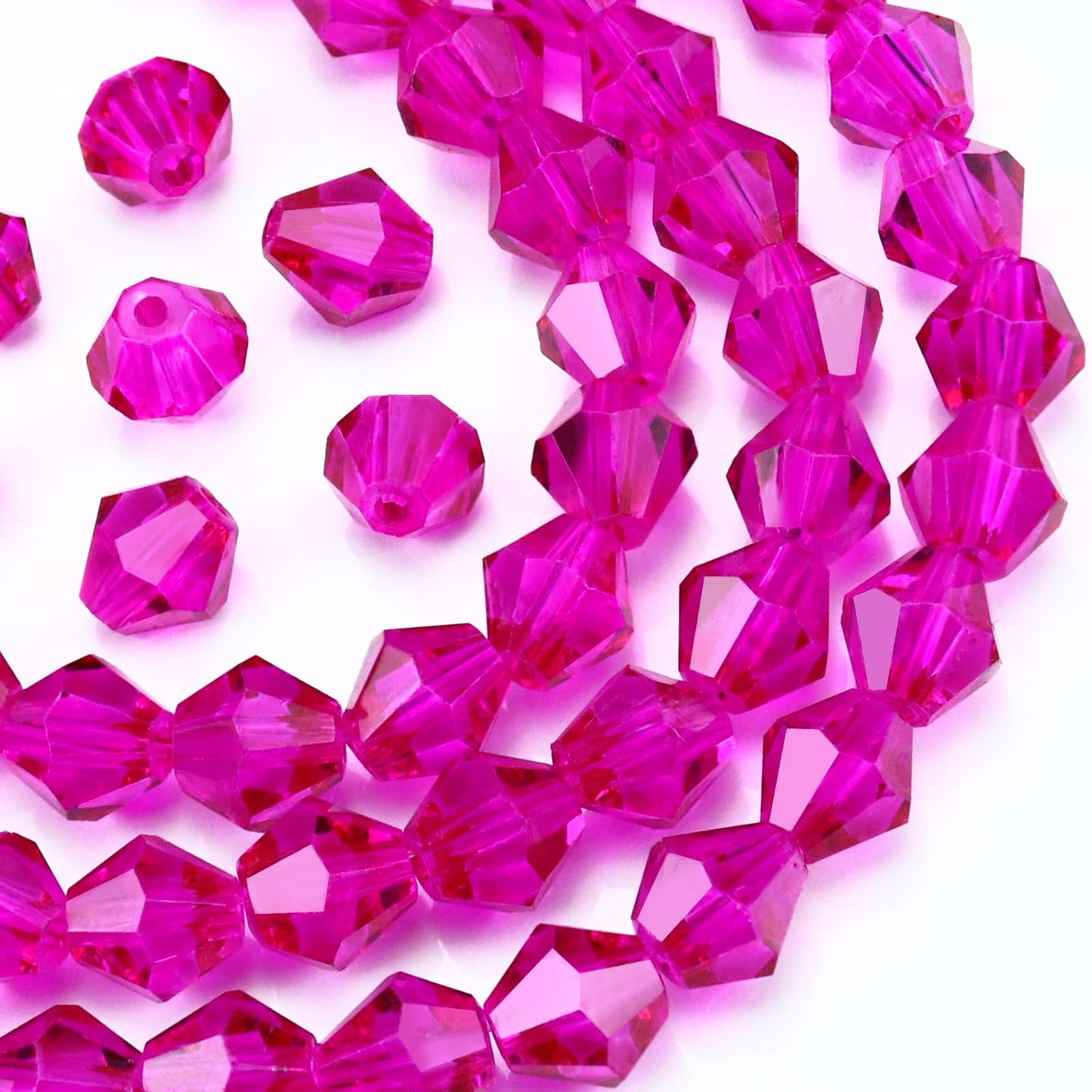 Dowarm 250PCS 6MM Faceted Bicone Crystal Beads for Crafts, Jewelry Making, DIY Bracelet, Necklace, Dolls, Wine Charms, Wind Chimes, Suncatchers, Loose Spacer Glass Beads, Rose