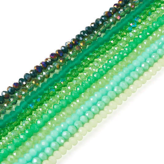 Elecrelive 10 Stands Faceted Rondelle Glass Beads 4mm Crystal Spacer Beads Green Color Loose Beads for DIY Beading Bracelets Necklaces Earrings Jewelry Craft Making