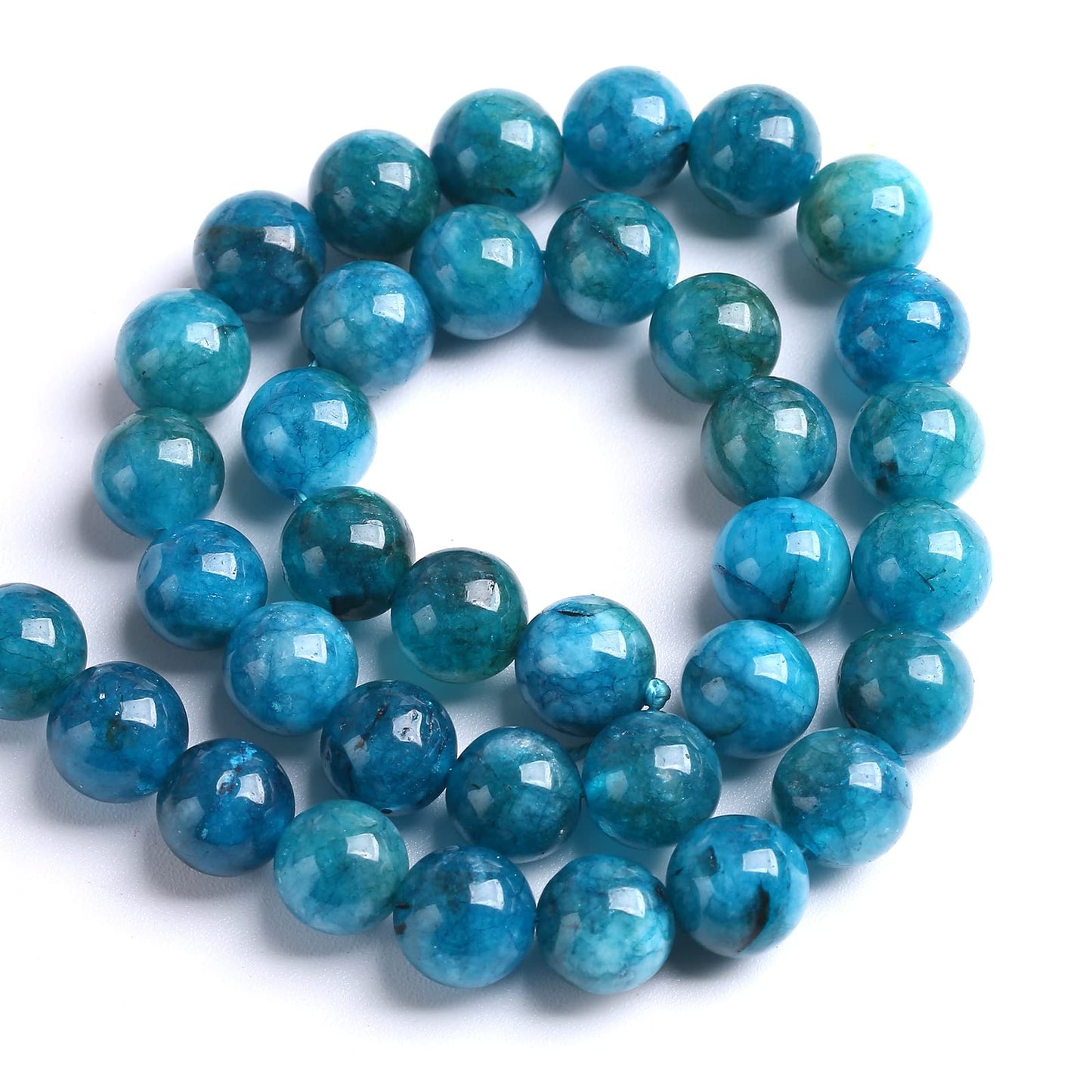 120PCS 6MM Blue Apatite Spacer Loose Beads for Jewelry Making DIY Bracelet Necklace 2 Strands