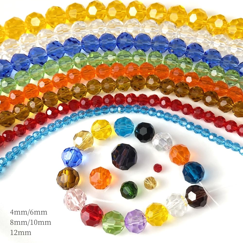LIMAOLLY 250pcs 6mm Faceted Crystal Glass Beads Round Spacer Beads for Jewelry Making DIY Craft Making Necklace Bracelet Earring Wind Chimes Suncatchers Ornament(509-Emerald)