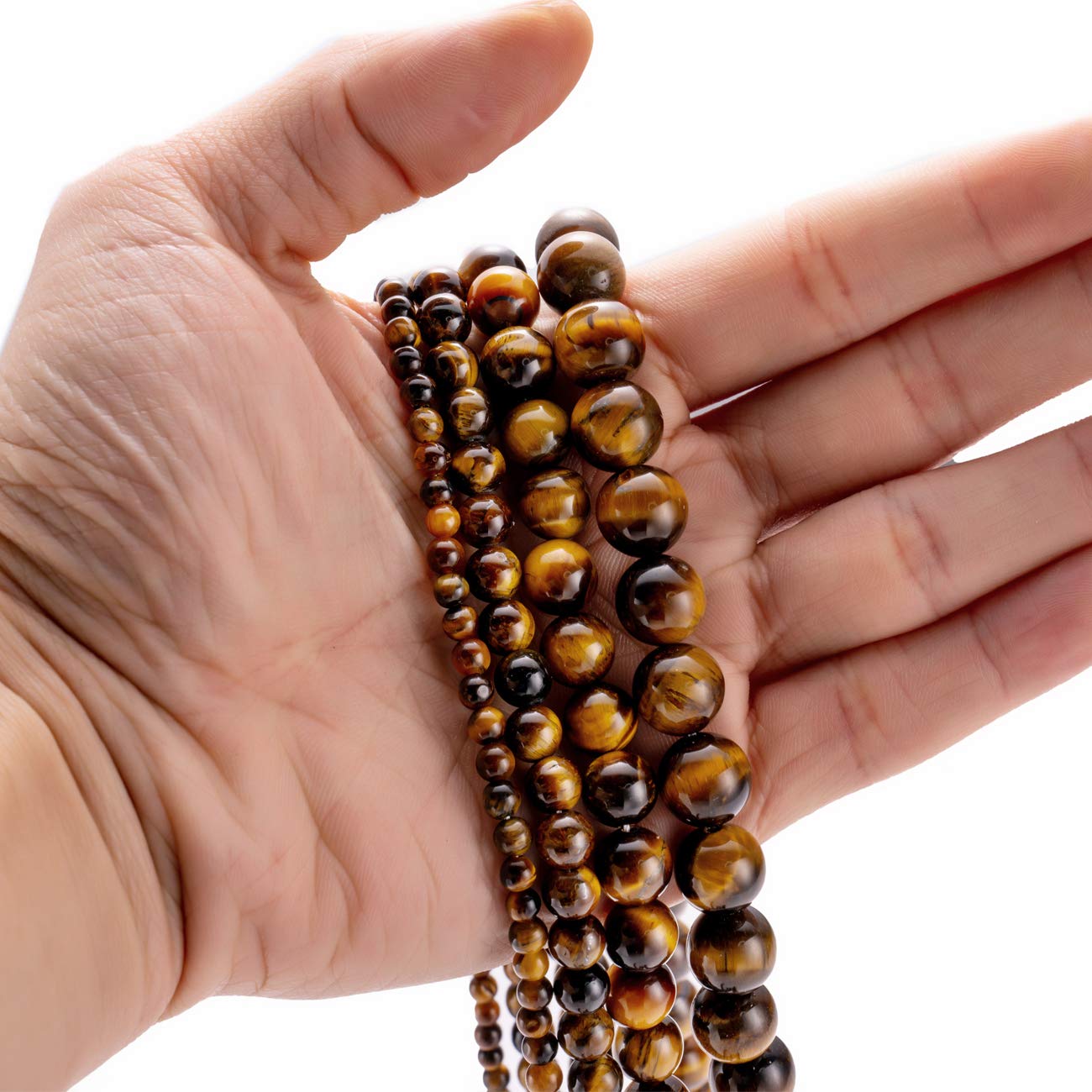 BEADIA Natural Yellow Tiger Eye Stone Round Loose Semi Gemstone Beads for Jewelry Making 6MM 61PCS