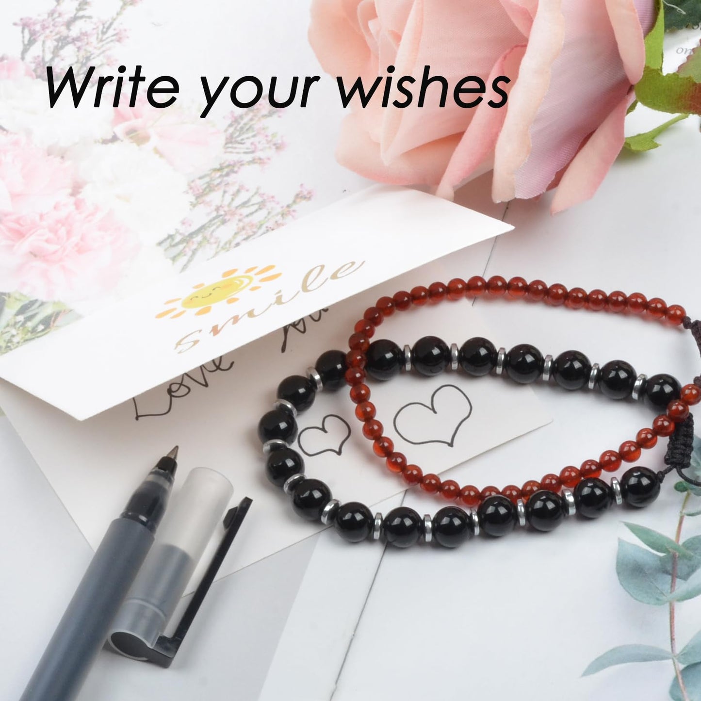 CHCCOYE 8mm Handmade Adjustable Natural Gemstone Crystal Bracelet Healing Power Energy Inspirational Gifts with Card for Unisex (Seven Chakra Stones)