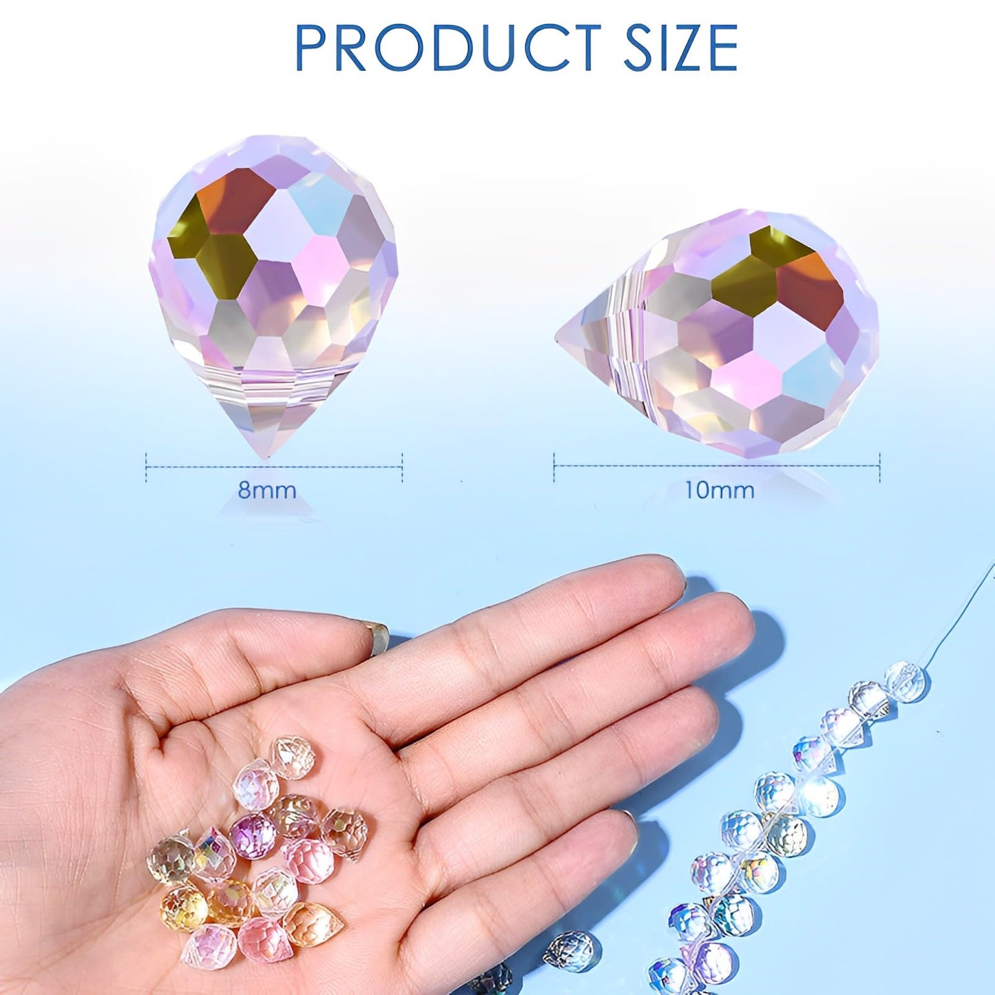 Crystal Beads - 50pcs Assorted Glass Beads for Jewelry Making, Shiny Teardrop Shape, Bulk for DIY Craft Necklace, Bracelet, Earring (8x10mm, Rose Red and Green)