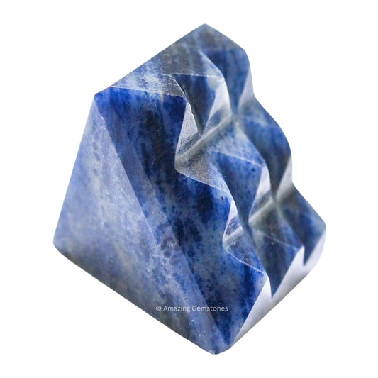 Amazing Gemstone Sodalite Crystal Pyramid with 9 Pyramid Plate Bottom - 1" Mini Pyramid Figurine of Natural Stone Pyramid for Meditation, Reiki, Chakra Balancing Vastu Pooja and Crystal Grids