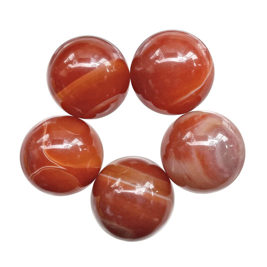 Fekuar 5 Pcs Carnelian Crystal Sphere Ball Set, Polished Healing Energy Mineral Gemstone Balls for Reiki Chakra Decoration Fengshui 20mm