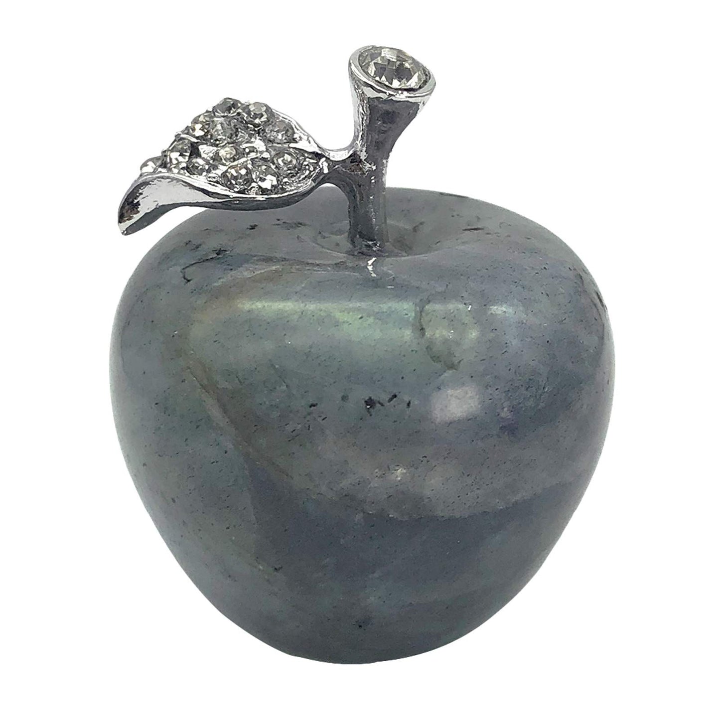 Neyisaa Grey Labradorite Crystal Apple Decor, Healing Crystals Pocket Stone Fruit Figurine Craft Home Decoration 30mm