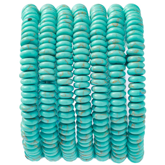 Natural Blue Turquoise Disk Stone Spacer Beads 6x2mm 38cm/str Flat Rondelle Loose Semi Gemstone Caps for Making Bracelets Necklace