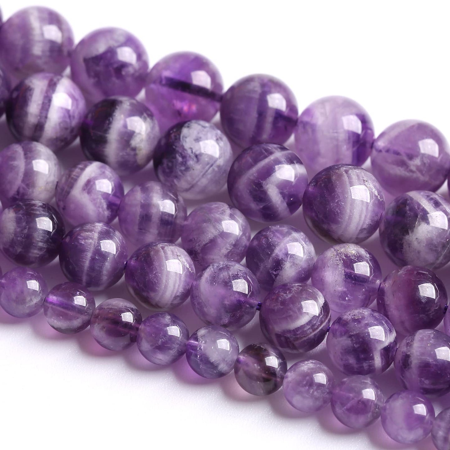 6MM 61PCS Purple Amethyst Dream Lace Beads Natural Quartz Crystal Stone Loose Beads for Jewelry Making DIY Bracelet Grade A+ 15 inches Strand