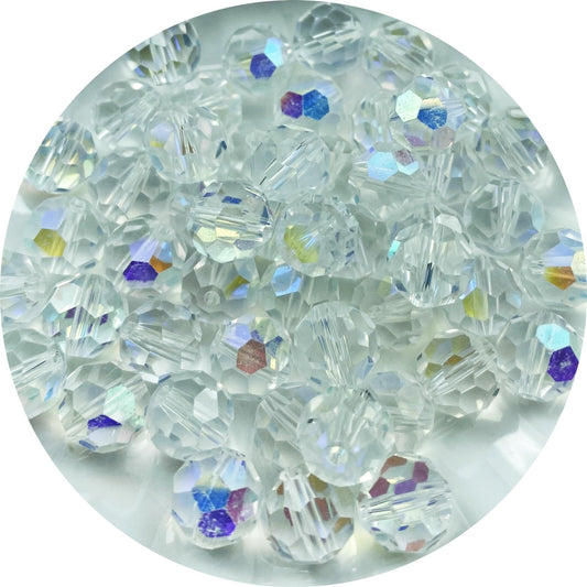 Xinhongo Crystal Glass Beads 50 Pieces 10mm Round Faceted Glass Spacer Beads for Jewelry Making Bracelet Earring Necklace DIY Craft Supplies(Crystal Clear AB)