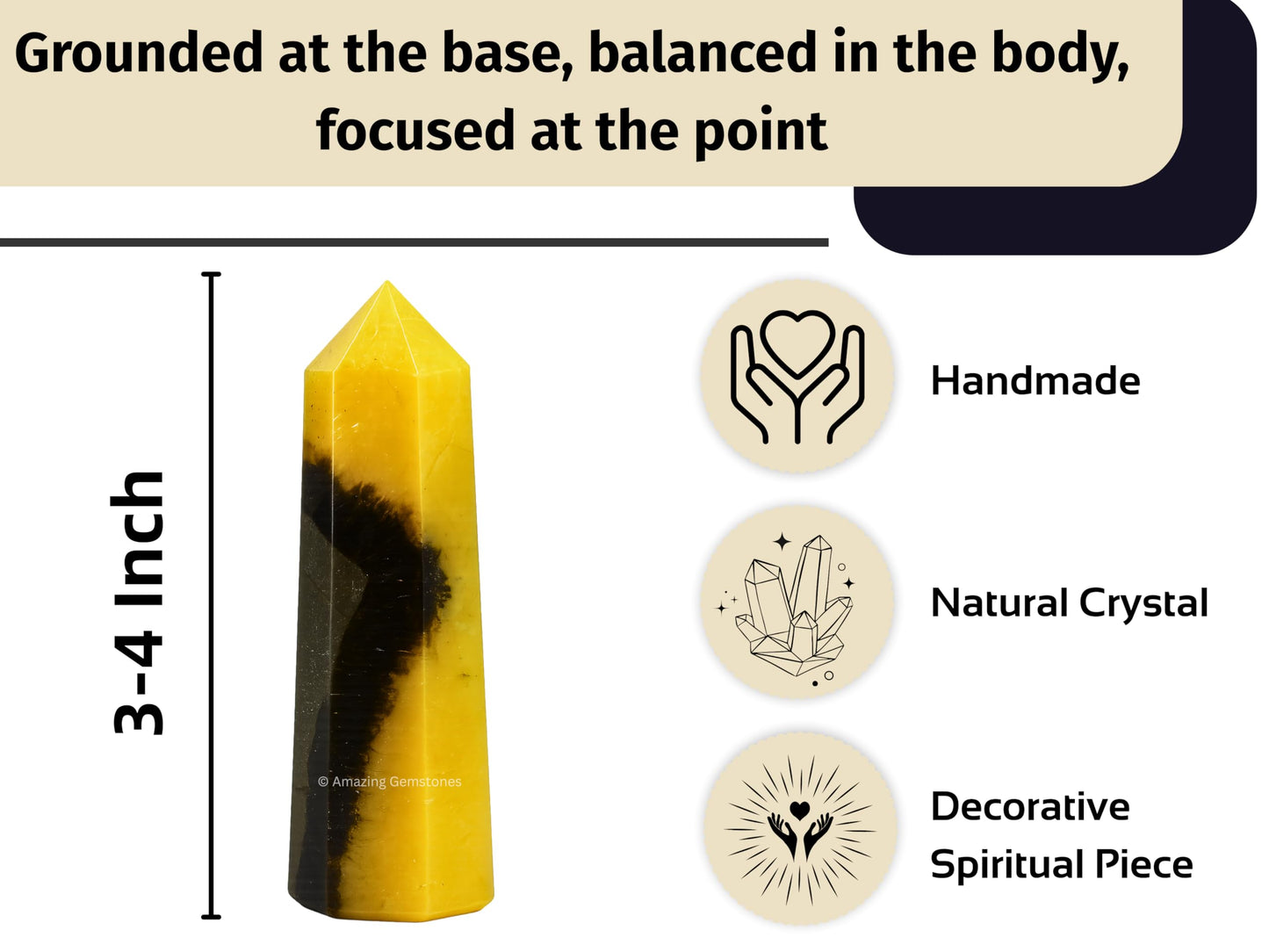 Amazing Gemstone Septarian Crystal Towers - Natural Healing Crystal Point Obelisk for Reiki Healing and Crystal Grid (3" to 4" INCH)