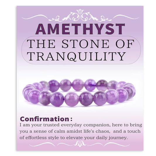 Bymitel 8mm Amethyst - Handmade Reiki Gemstone Stretch Bracelet, Natural Beauty & Spiritual Essence, Crystal Healing for Unisex Adults