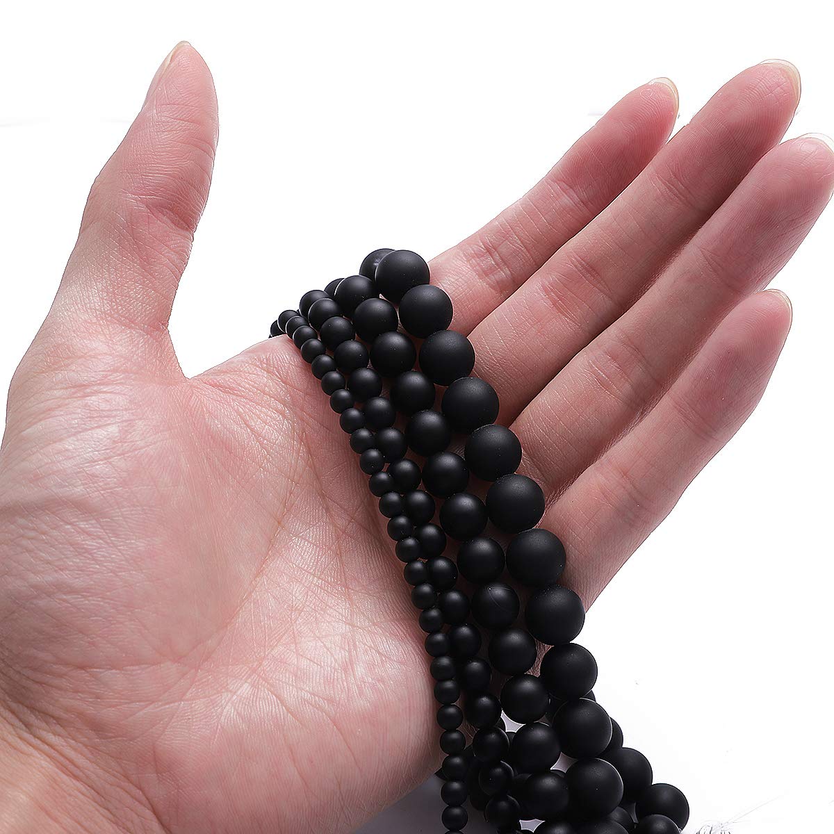 BEADIA Matte Black Onyx Natural Stone Round Loose Semi Gemstone Beads for Jewelry Making 4MM 89PCS
