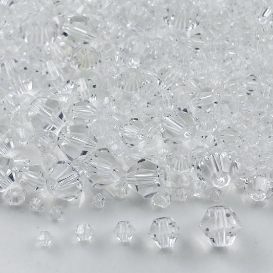 Pinhoollgo 1310pcs Bicone Crystal Glass Beads 2mm 3mm 4mm 6mm 8mm Faceted Crystal Spacer Beads for Bracelets Necklace Pendants Earrings DIY Jewelry Craft Making(Transparent)