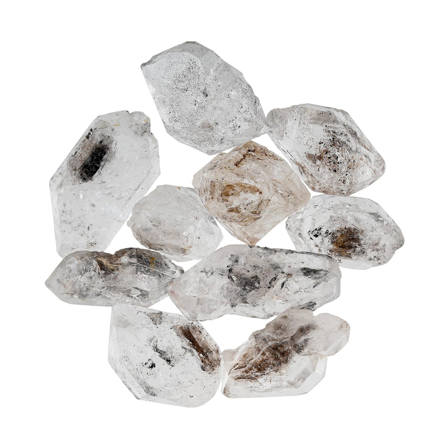 ColouredRocks (10 pcs. BLACK HERKIMER DIAMOND Crystals, Raw Stones, Rough Gemstones, Jewelry Making Supply, Cabbing, Polishing, Cutting, DIY, Crafts (80+ carats.) (12-16 mm.)