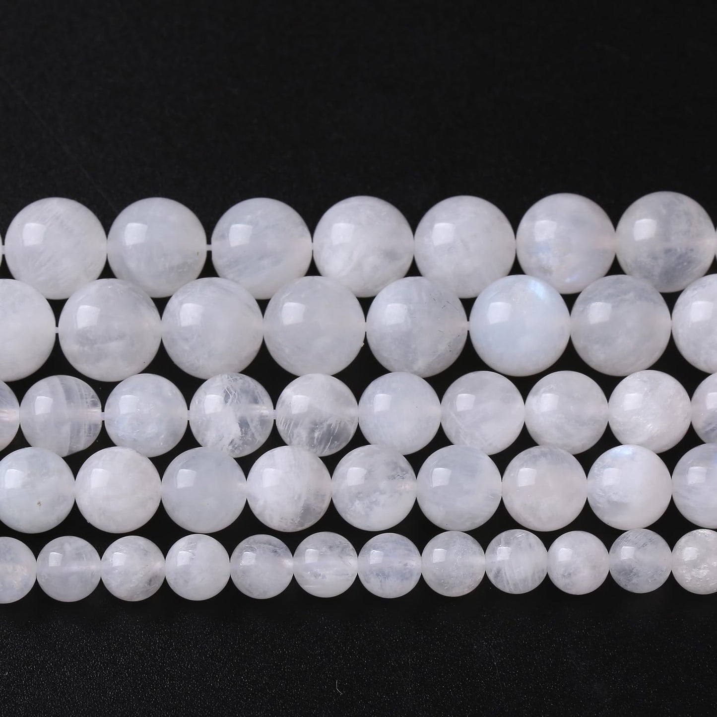 90PCS 8MM Natural Stone White Moonstone Gemstone Semi Precious Beads for Jewelry Making DIY Bracelet