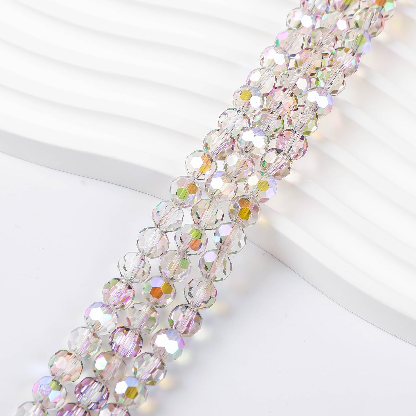 Novborcz 200PCS 8MM Phantom Purple Round Crystal Glass Beads for Jewelry Making