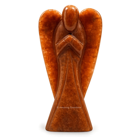 Amazing Gemstone Red Aventurine Angel - Red Aventurine Crystal Angel and Pocket Guardian Angel Crystal Figurines (3 inches)