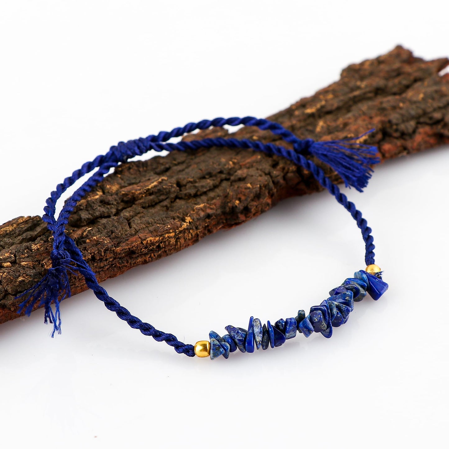 TGH Natural Lapis Lazuli Chips Braided Bracelet Healing Birthday Resizable Hand Braid Rope Thread Protection Bracelet for Men Women Gemstone Jewelry 7 inch Christmas Gift (Lapis Lazuli)