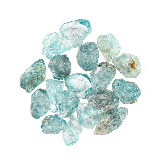 ColouredRocks 50 carats Blue Zircon Tumbled Crystals, Raw Stones, Rough Gemstones, Jewelry Making Supply, Cabbing, Polishing, Cutting, DIY, Crafts (16-18pcs) (5-8mm)