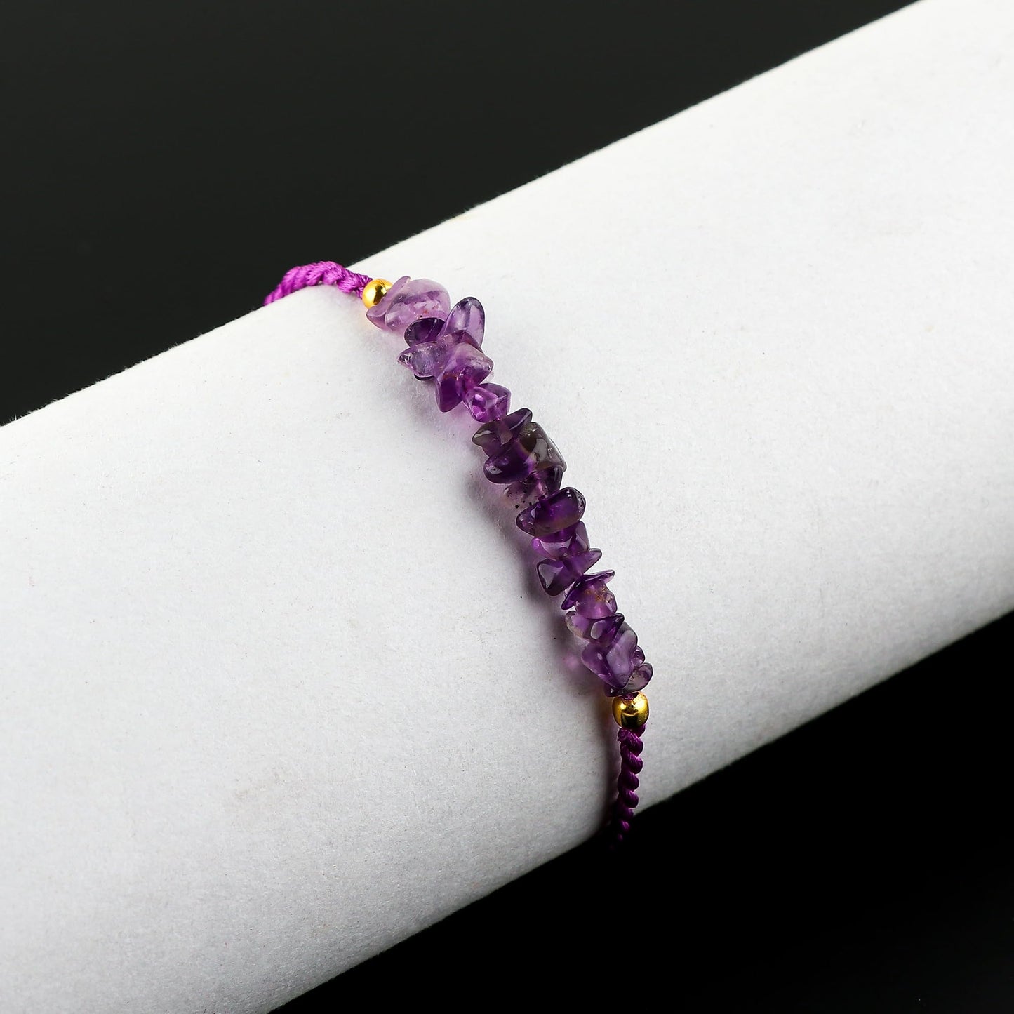 TGH Natural Amethyst Chips Braided Bracelet Healing Birthday Resizable Hand Braid Rope Thread Protection Bracelet for Men Women Gemstone Jewelry 7 inch Christmas Gift (amethyst)