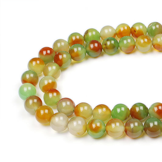 MJDCB Natural Peacock Agate Beads Red Green Agate Beads Round Stone Beads for DIY Necklace Bracelat Jewelry Making Strand 15" (10mm)