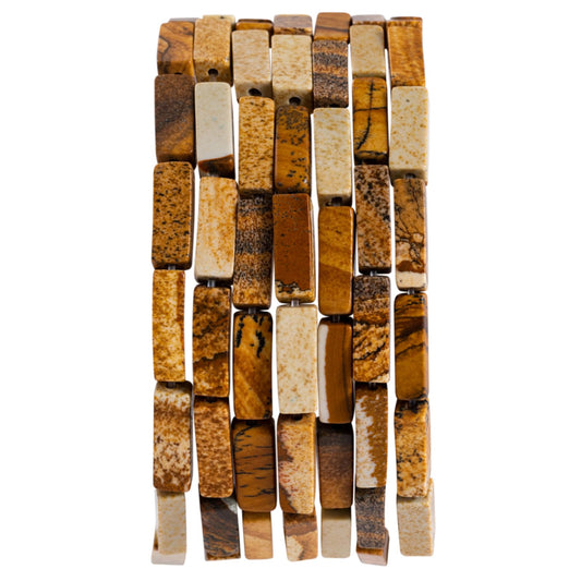 Natural Blown Picture Stone Rectangle Tube Beads 4x13mm 38cm/str Loose Semi Gemstone Stone Beads for Making Bracelets Necklace Earrings