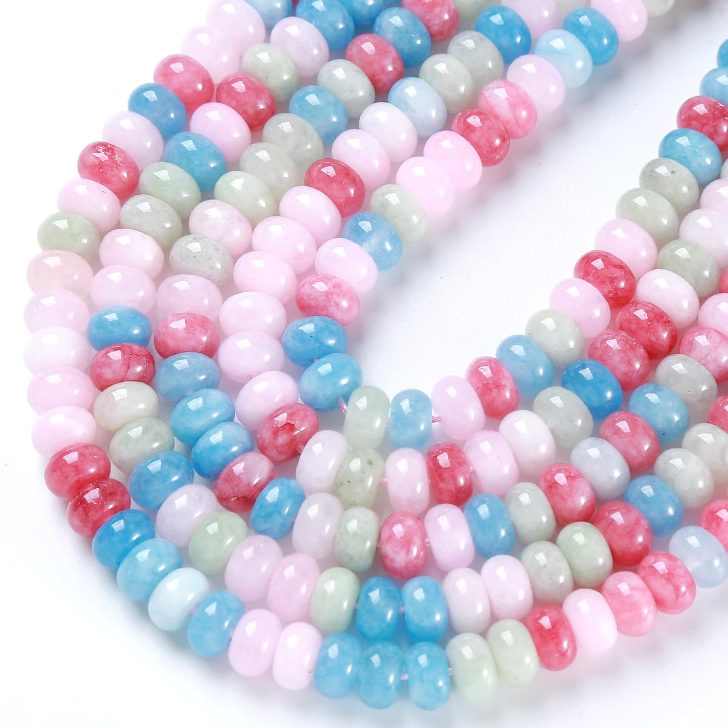 5x8MM 72PCS Morganite Jade Tube Rondelle Abacus Disk Spacer Loose Beads for Jewelry Making Bracelet DIY Accessories