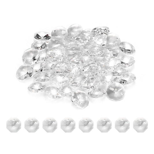 uxcell 50Pcs 1 Hole Crystal Octagon Beads, 16mm K9 Glass Hanging Chandelier Beads Prisms Parts for Crystal Chandeliers Lamp Hanging Pendant Jewelry DIY Craft, Clear