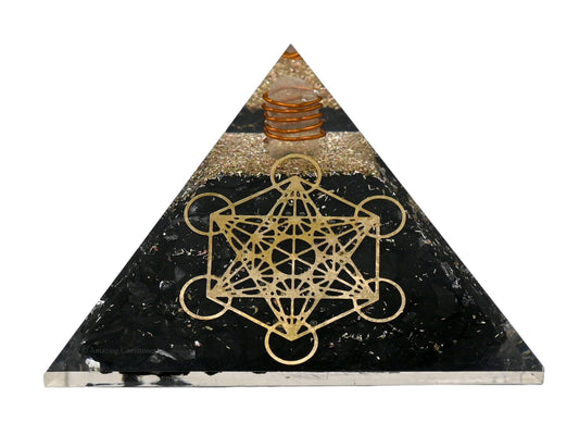 Amazing Gemstone Large Black Tourmaline Stone Orgone Pyramid Crystal, Metatron Cube, Positive Energy Healing