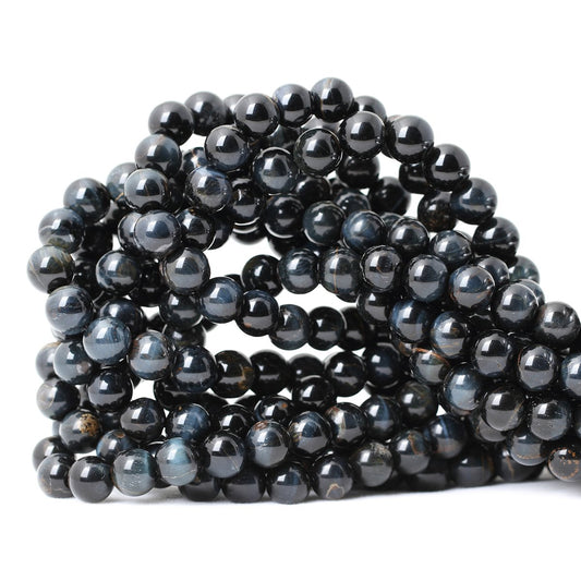 CHEAVIAN 45PCS 8mm Natural Blue Tiger Eye Gemstone Round Loose Beads for Jewelry Making DIY Findings 1 Strand 15"